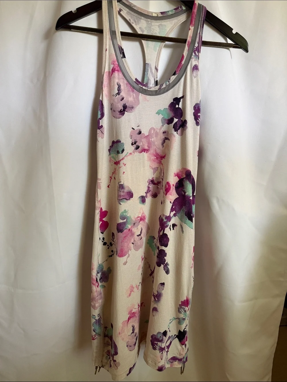 Lululemon Floral Racerback Tank Dress in Cream and Purple Size 6